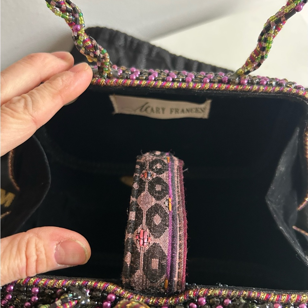 Mary Frances Floral Beaded Evening Bag — Plum and Green - Picture 3 of 3